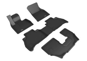 BMW X7 Floor Mats - Front + Rear - 3D MAXpider - Kagu - Black - `19-`24